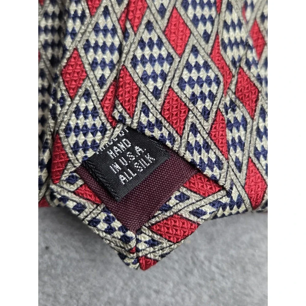 Joseph Jos. A. Bank Premier Collection Silk Tie‎ Retro Mod Geometric Red Diamond
